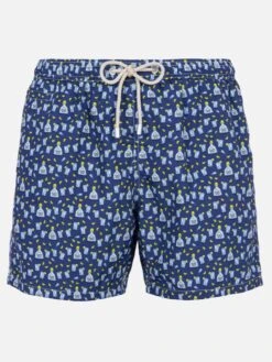 MC2 Saint Barth Man Lightweight Fabric Swim-shorts Lighting Micro Fantasy With Tequila Print