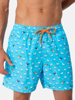 MC2 Saint Barth Man Lightweight Fabric Swim-shorts Lighting Micro Fantasy With Rooster Print -MC2 Saint Barth Shop UID LIG000303995F MAN SWIMSHORT SKY 03