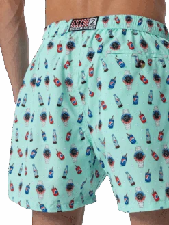 MC2 Saint Barth Man Lightweight Fabric Swim-shorts Lighting Micro Fantasy With Watches And Drinks Print -MC2 Saint Barth Shop UID LIG000304345F MAN SWIMSHORT GREEN 3copia