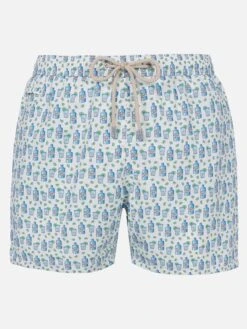 MC2 Saint Barth Man Lightweight Fabric Swim-shorts Lighting Micro Fantasy With Gin Tonic Print