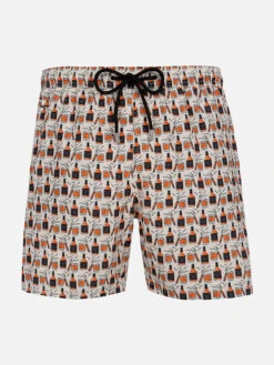 MC2 Saint Barth Man Lightweight Fabric Swim-shorts Lighting Micro Fantasy With Whisky And Cigars Print