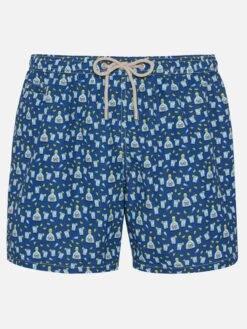 MC2 Saint Barth Man Light Fabric Swim Shorts With Tequila Print