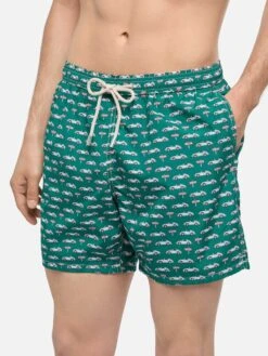 MC2 Saint Barth Lightweight Fabric Swim Shorts Lighting With Sporty Car Print -MC2 Saint Barth Shop UID LIG000307130H MAN SWIMSHORT GREEN CARS MC2 2
