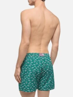MC2 Saint Barth Lightweight Fabric Swim Shorts Lighting With Sporty Car Print -MC2 Saint Barth Shop UID LIG000307130H MAN SWIMSHORT GREEN CARS MC2 3