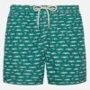MC2 Saint Barth Lightweight Fabric Swim Shorts Lighting With Sporty Car Print