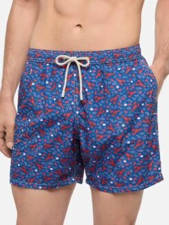MC2 Saint Barth Lightweight Fabric Swim Shorts Lighting With Lobster Print | TRATTORIA DEL PESCATORE -MC2 Saint Barth Shop UID LIG000307389H MAN SWIMSHORT BLUE MOUNTAINSTYLE MC2 2