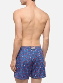 MC2 Saint Barth Lightweight Fabric Swim Shorts Lighting With Lobster Print | TRATTORIA DEL PESCATORE -MC2 Saint Barth Shop UID LIG000307389H MAN SWIMSHORT BLUE MOUNTAINSTYLE MC2 3