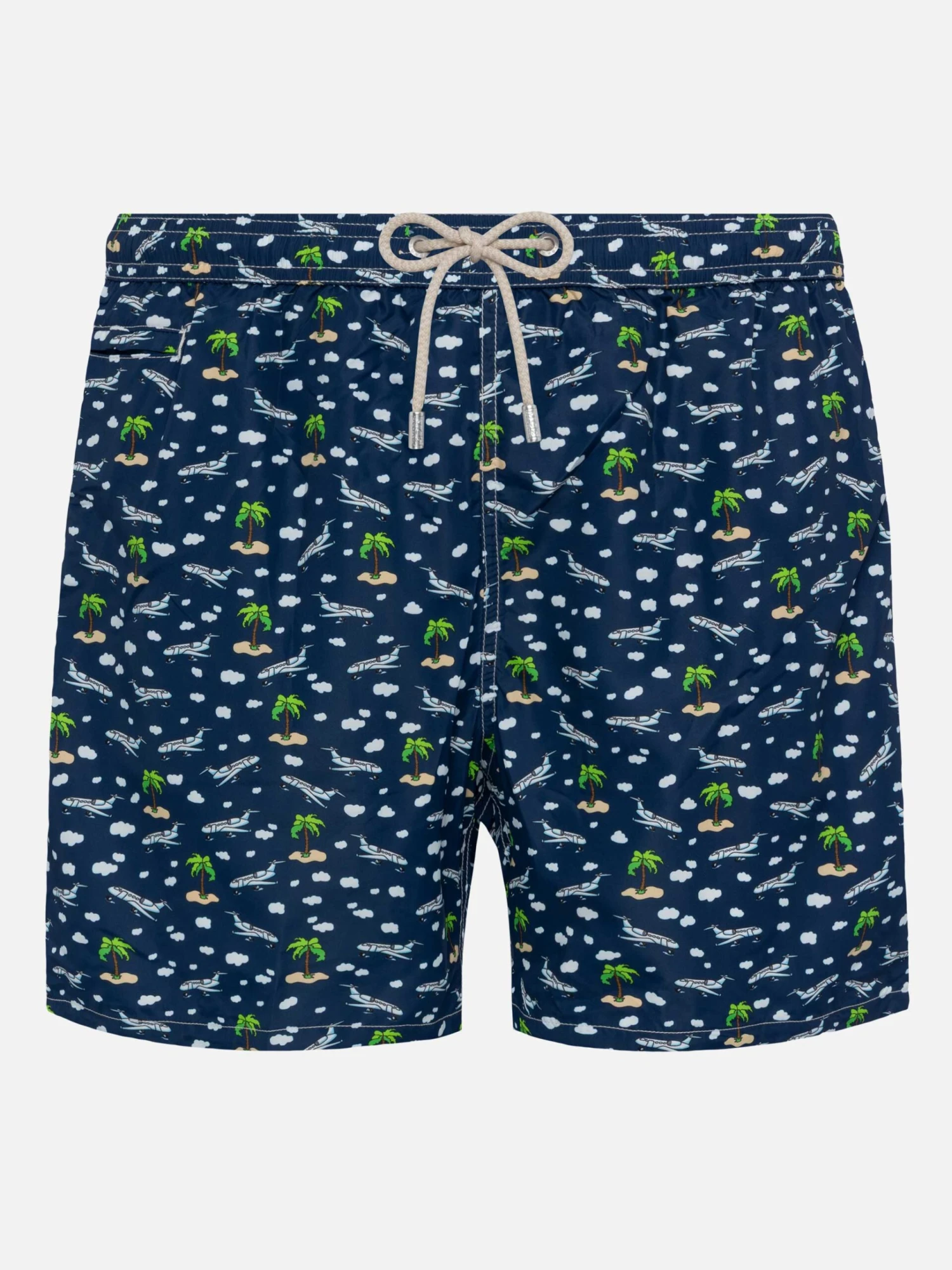 MC2 Saint Barth Lightweight Fabric Swim Shorts Lighting With Palms And Planes Print 3 MC2 Saint Barth Lightweight Fabric Swim Shorts Lighting With Palms And Planes Print