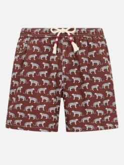 MC2 Saint Barth Man Lightweight Fabric Swim-shorts Lighting 70 With Micro Cheeta Print