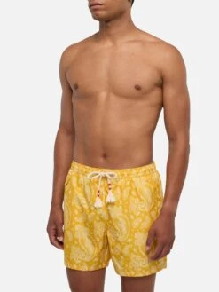 MC2 Saint Barth Man Light Fabric Swim Shorts With Ochre Paisley Print -MC2 Saint Barth Shop UID LIG001302597B MAN SWIMSHORT YELLOW MC2 MC2 20250704170012 1