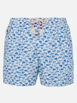 MC2 Saint Barth Lightweight Fabric Swim-shorts Lighting 70 With Shark Print