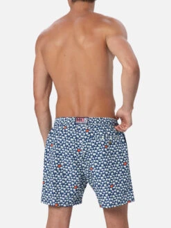 MC2 Saint Barth Man Lightweight Fabric Swim-shorts Lighting 70 With Palm Print -MC2 Saint Barth Shop UID LIG001304807F MAN SWIMSHORT BLUE 03