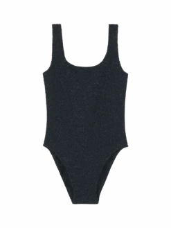 MC2 Saint Barth Lora Crinkle Lurex Black One-piece Swimsuit