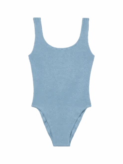MC2 Saint Barth Lora Crinkle Lurex Avio Blue One-piece Swimsuit