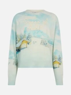 MC2 Saint Barth Woman Cashmere Blend Sweater Louise With Chalet Print And Queen Of Chalet Embroidery -MC2 Saint Barth Shop UID LOUI00101733G WOMAN KNITWEAR WHITE 20241023093500 4
