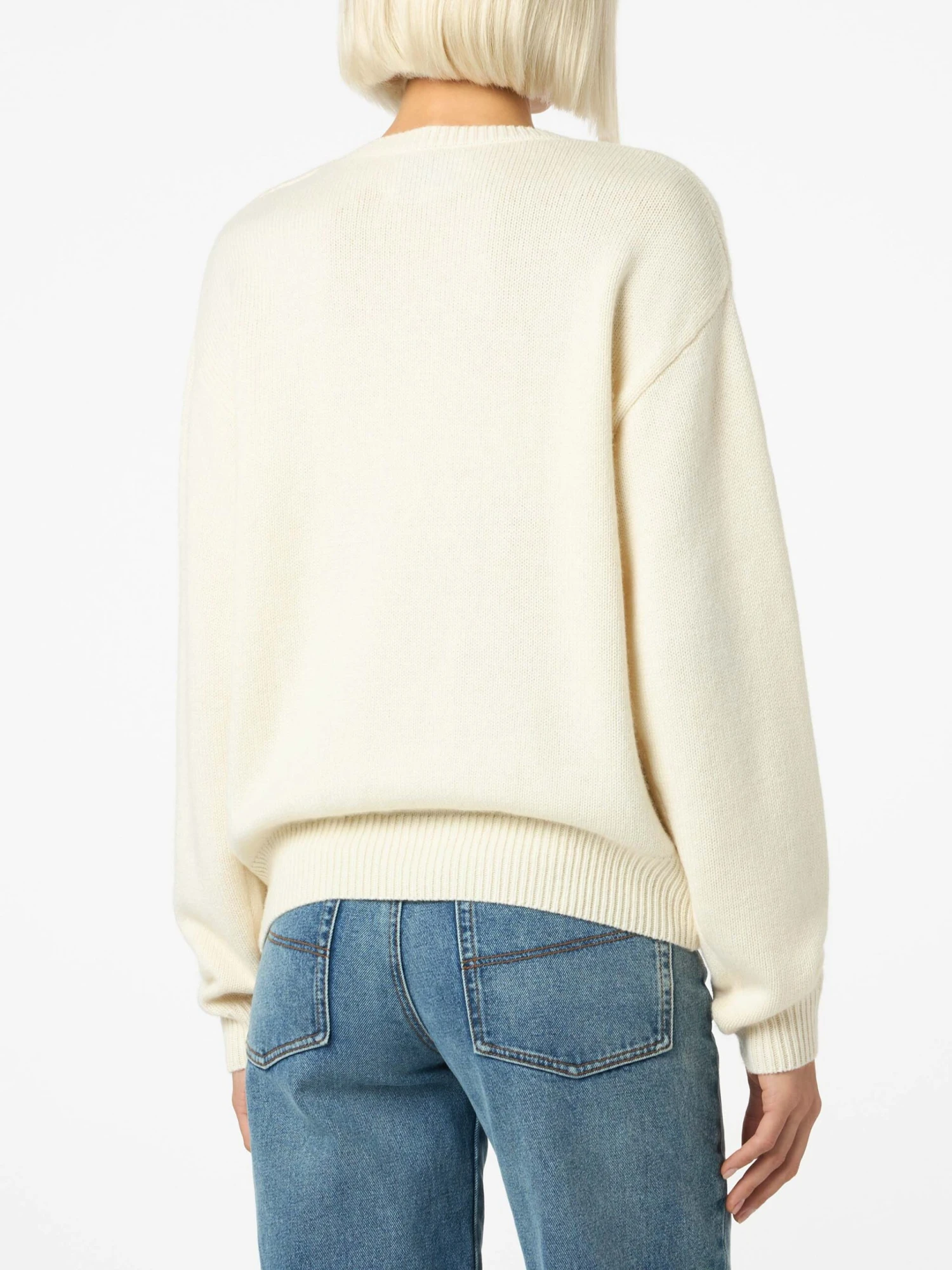 MC2 Saint Barth Woman White Sweater Louise With St. Moritz Rhinestones Embellishment | ST. MORITZ TOP OF THE WORLD SPECIAL EDITION 6 MC2 Saint Barth Woman White Sweater Louise With St. Moritz Rhinestones Embellishment | ST. MORITZ TOP OF THE WORLD SPECIAL EDITION - Image 4