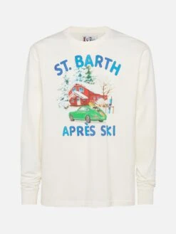 MC2 Saint Barth Winter Cotton T-shirt Luton With Car And Chalet Print -MC2 Saint Barth Shop UID LUT000100473E MAN T SHIRT WHITE MOUNTAINSTYLE 0 20250107173500 4