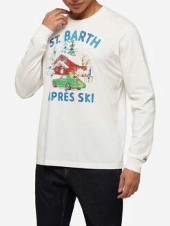 MC2 Saint Barth Winter Cotton T-shirt Luton With Car And Chalet Print