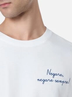 MC2 Saint Barth Man White T-shirt Luton With Negare, Negare Sempre! Embroidery | VACANZE DI NATALE SPECIAL EDITION