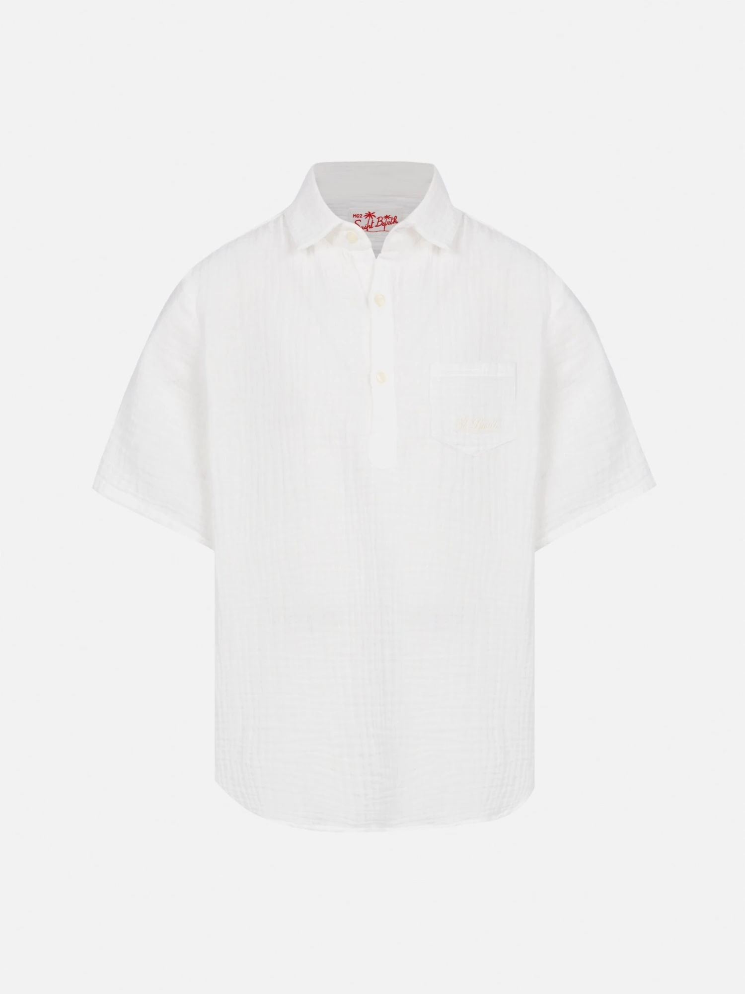 MC2 Saint Barth White Cotton Gauze Polo Shirt Madeira 3 MC2 Saint Barth White Cotton Gauze Polo Shirt Madeira