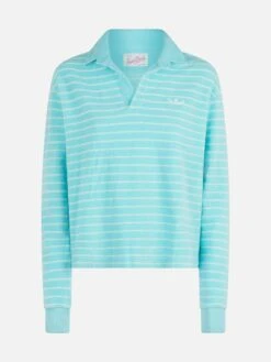 MC2 Saint Barth Light Blue Terry Striped Sweatshirt Magda -MC2 Saint Barth Shop UID MAGD00101962F WOMAN SWEATSHIRT GREEN 20240718163500 1