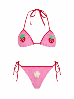 MC2 Saint Barth Woman Terry Embossed Triangle Bikini Maleah With Patches | BEEPY BELLA SPECIAL EDITION