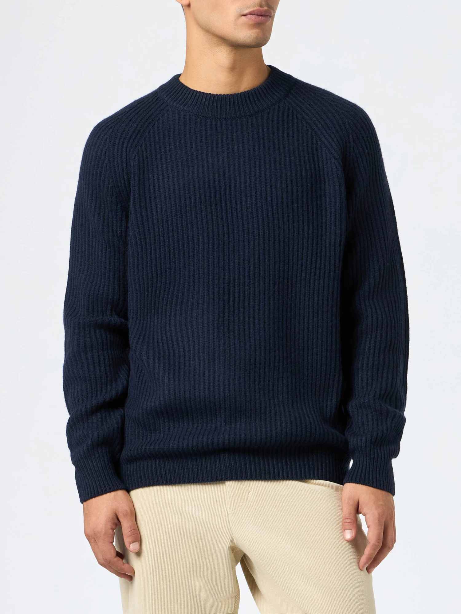 MC2 Saint Barth Man Navy Blue Cashmere Blend Ribbed Sweater Marine 3 MC2 Saint Barth Man Navy Blue Cashmere Blend Ribbed Sweater Marine