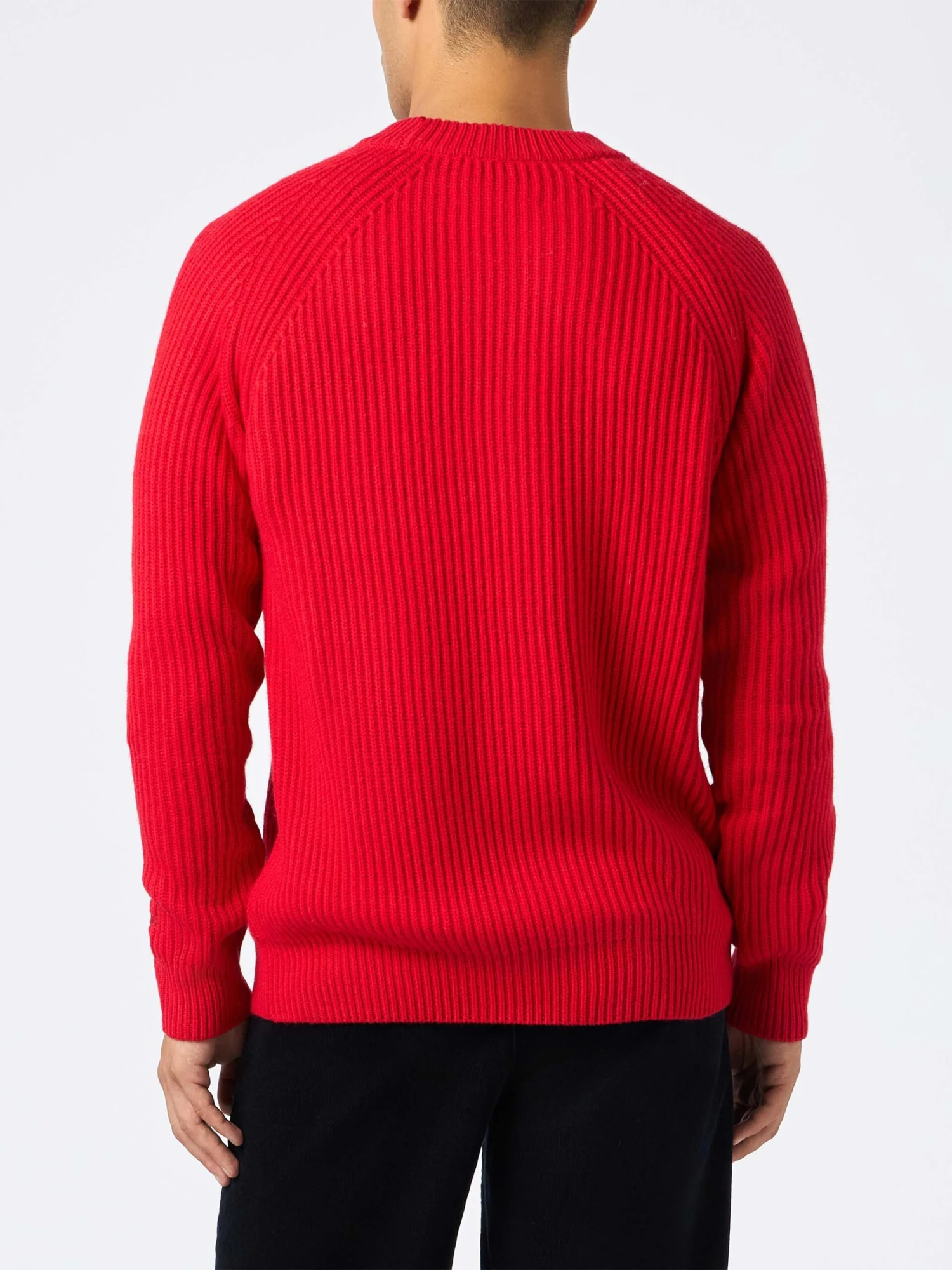 MC2 Saint Barth Man Red Ribbed Sweater Marine 4 MC2 Saint Barth Man Red Ribbed Sweater Marine - Image 2