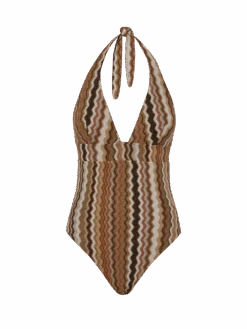 MC2 Saint Barth Marylin Raschel Chevron One-piece Swimsuit