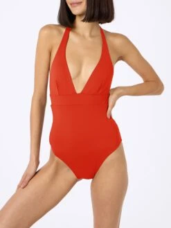 MC2 Saint Barth Woman Orange One-piece Marylin Swimsuit -MC2 Saint Barth Shop UID MARN00103273F WOMAN ONEPIECE ORANGE 3