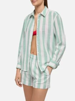 MC2 Saint Barth Meredith Classic Shirt With Sage Green Striped Print