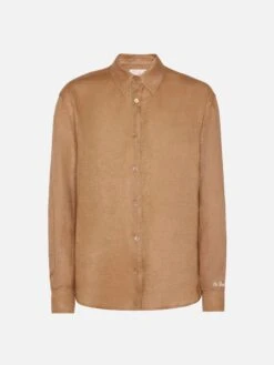 MC2 Saint Barth Meredith Camel Linen Classic Shirt -MC2 Saint Barth Shop UID MDH00102171H WOMAN SHIRT BROWN PLAINCOLOR MC2 5 2660eecc 5105 4f7b b812 1517633546e3