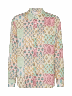 MC2 Saint Barth Meredith Linen Classic Shirt With Floral Patch Print -MC2 Saint Barth Shop UID MDH00104156H WOMAN SHIRT MULTICOLOR 0 0 20250415113500 4