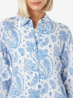 MC2 Saint Barth Woman Paisley Linen Classic Shirt Meredith -MC2 Saint Barth Shop UID MDH00104600F WOMAN SHIRT BLUE 3