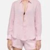 MC2 Saint Barth Meredith Pink Linen Classic Shirt -MC2 Saint Barth Shop UID MDH00105725H WOMAN SHIRT PINK PLAIN.COLOR MC2 1