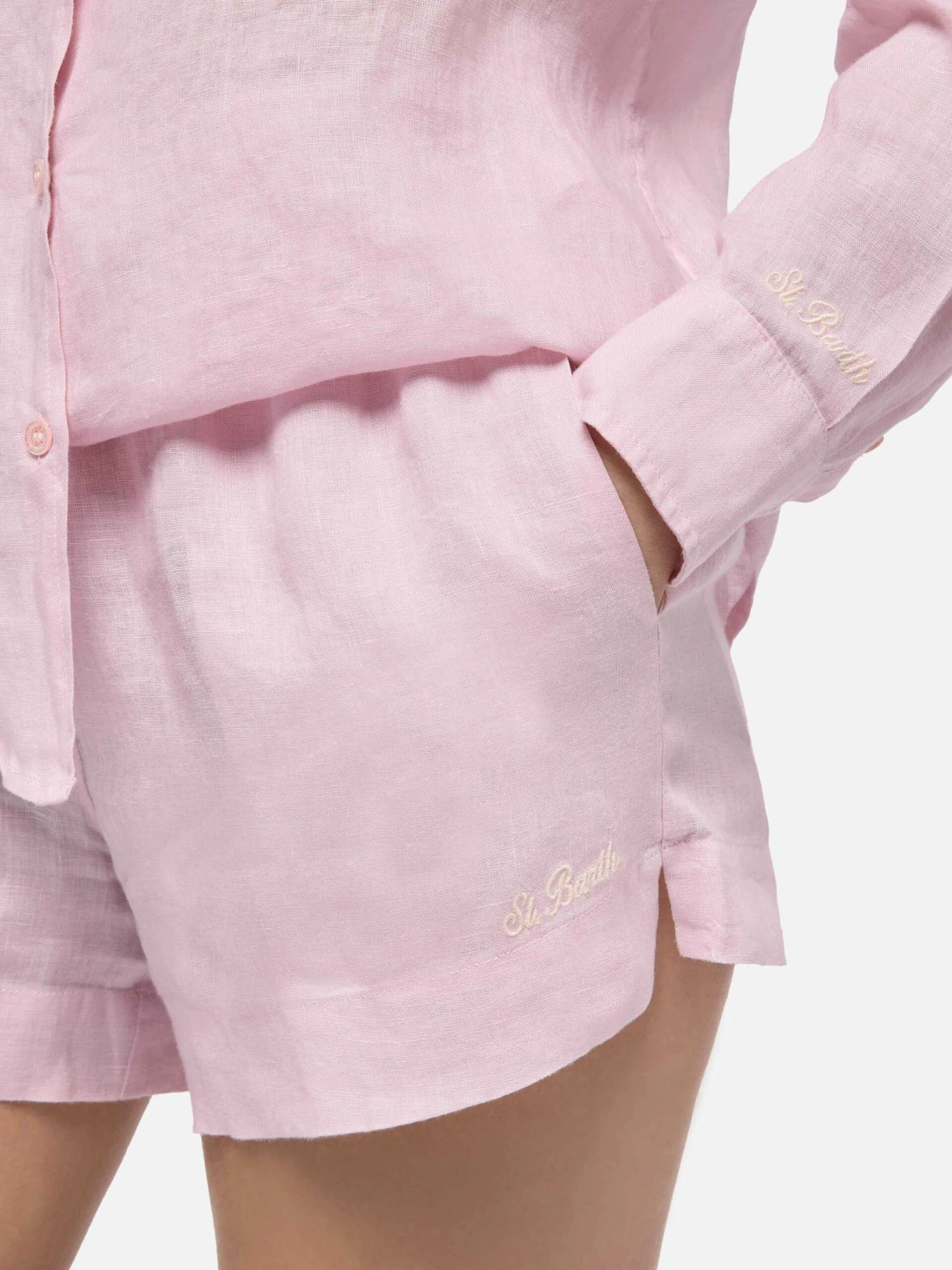 MC2 Saint Barth Meredith Pink Linen Classic Shirt 4 MC2 Saint Barth Meredith Pink Linen Classic Shirt - Image 2