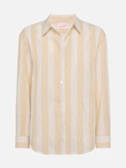 MC2 Saint Barth Meredith Classic Shirt With Beige Striped Print -MC2 Saint Barth Shop UID MDH00105739H WOMAN SHIRT WHITE LINEN 20250320120001 5