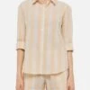 MC2 Saint Barth Meredith Classic Shirt With Beige Striped Print -MC2 Saint Barth Shop UID MDH00105739H WOMAN SHIRT WHITE LINEN 20250320133500 1