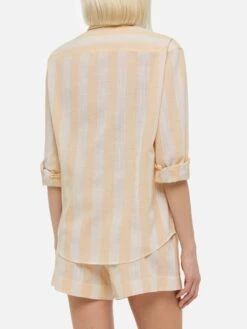 MC2 Saint Barth Meredith Classic Shirt With Beige Striped Print -MC2 Saint Barth Shop UID MDH00105739H WOMAN SHIRT WHITE LINEN 20250320133500 3