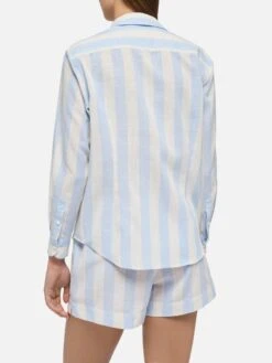 MC2 Saint Barth Meredith Cotton Classic Shirt With Light Blue Striped Print -MC2 Saint Barth Shop UID MDH00105741H WOMAN SHIRT BLUE STRIPES MC2 3