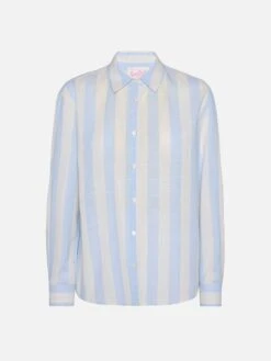 MC2 Saint Barth Meredith Cotton Classic Shirt With Light Blue Striped Print -MC2 Saint Barth Shop UID MDH00105741H WOMAN SHIRT BLUE STRIPES MC2 5