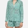 MC2 Saint Barth Meredith Linen Classic Shirt With Bandanna Print -MC2 Saint Barth Shop UID MDH00105764H WOMAN SHIRT GREEN BANDANNA MC2 20250527103516 1