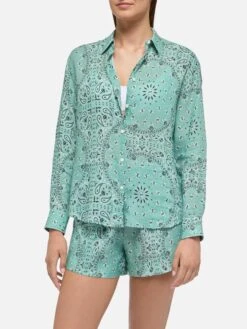 MC2 Saint Barth Meredith Linen Classic Shirt With Bandanna Print
