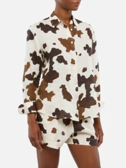 MC2 Saint Barth Meredith Linen Classic Shirt With Cow Skin Print