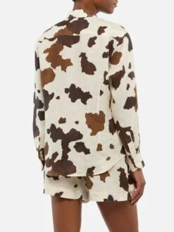 MC2 Saint Barth Meredith Linen Classic Shirt With Cow Skin Print -MC2 Saint Barth Shop UID MDH00107140H WOMAN SHIRT WHITE ANIMALIER MC2 20250630142725 3