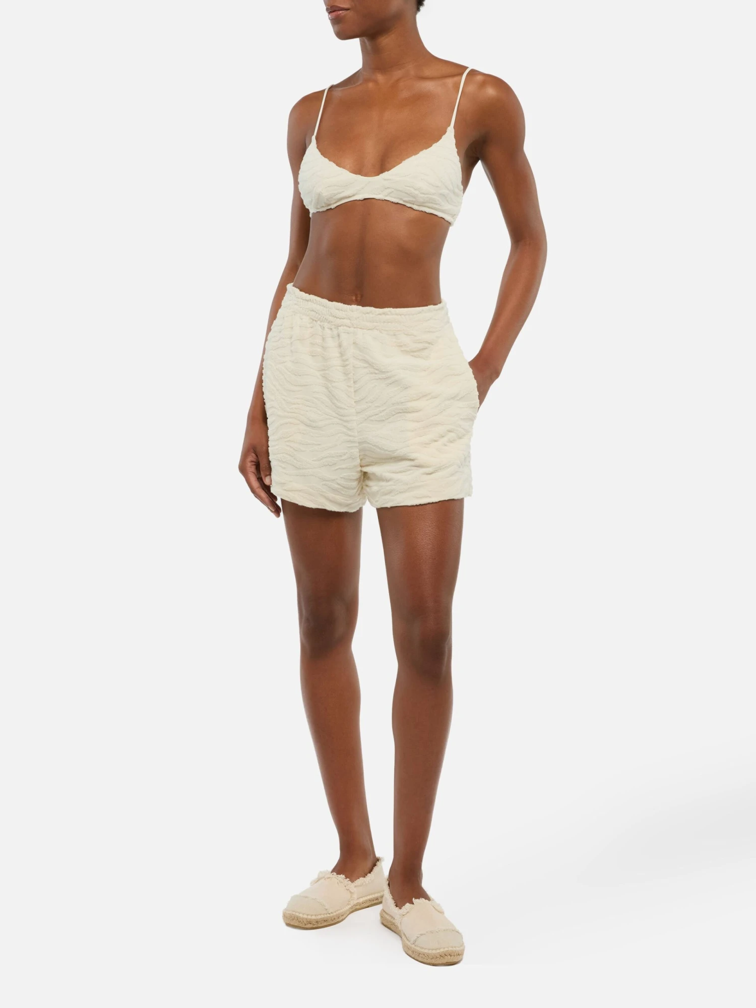 MC2 Saint Barth Meave Terry Cotton Pull Up Shorts With Zebra Embossed Pattern 4 MC2 Saint Barth Meave Terry Cotton Pull Up Shorts With Zebra Embossed Pattern - Image 2