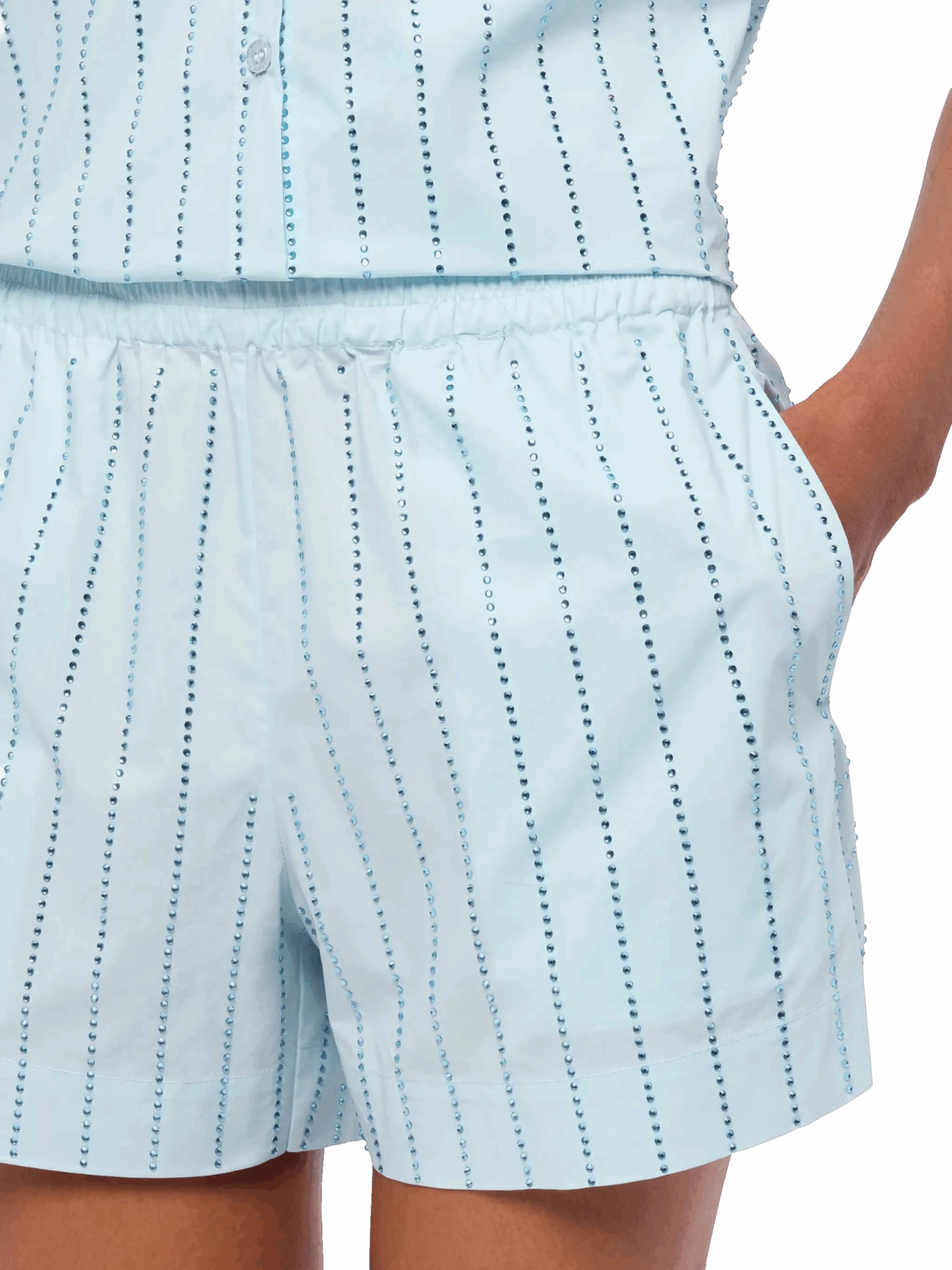 MC2 Saint Barth Meave Cotton Poplin Pull Up Shorts With Striped Rhinestone Embellishment 6 MC2 Saint Barth Meave Cotton Poplin Pull Up Shorts With Striped Rhinestone Embellishment - Image 4