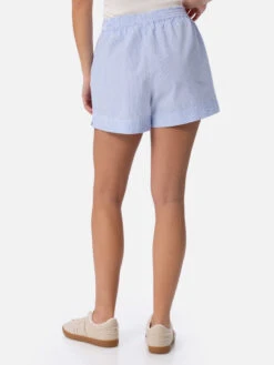 MC2 Saint Barth Meave Seersucker Cotton Pull-up Shorts With Light Blue Striped Print -MC2 Saint Barth Shop UID MEA00200274F WOMAN SHORT PANT SKY SEERSUCKER 02 d23c5439 fd38 432f b8d9 b9d2079984e9