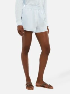 MC2 Saint Barth Meave Light Blue Linen Pull Up Shorts