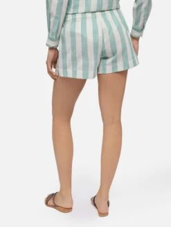 MC2 Saint Barth Meave Cotton Pull Up Shorts With Sage Green Striped Print 9 MC2 Saint Barth Meave Cotton Pull Up Shorts With Sage Green Striped Print -MC2 Saint Barth Shop UID MEA00201019H WOMAN SHORTPANT GREEN LINEN MC2 20250527103516 3
